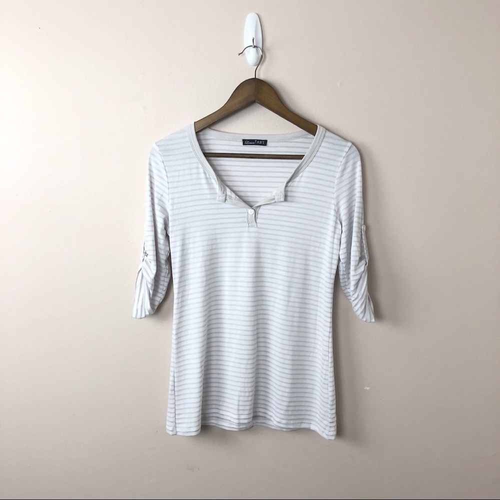 Lemon Tart Striped Roll Tab Sleeve Shirt